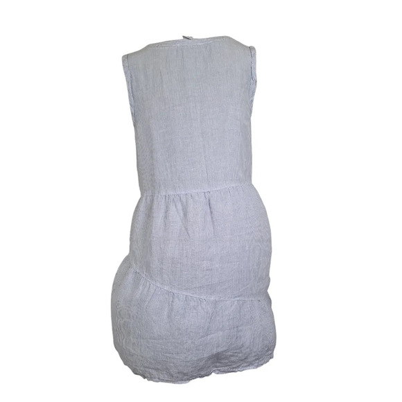 Lucky Brand Linen Sleeveless Striped V-neck Tiered Mini Dress - Picture 2 of 3